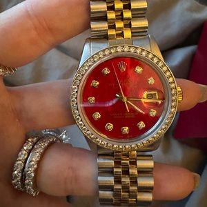 Custom Rolex watch. Authentic Rolex with custom diamond bezel/custom dial.